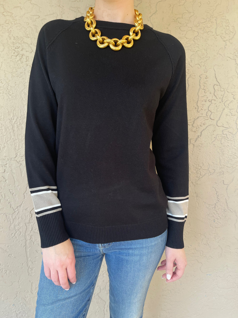 Long Raglan Pullover - Black Combo