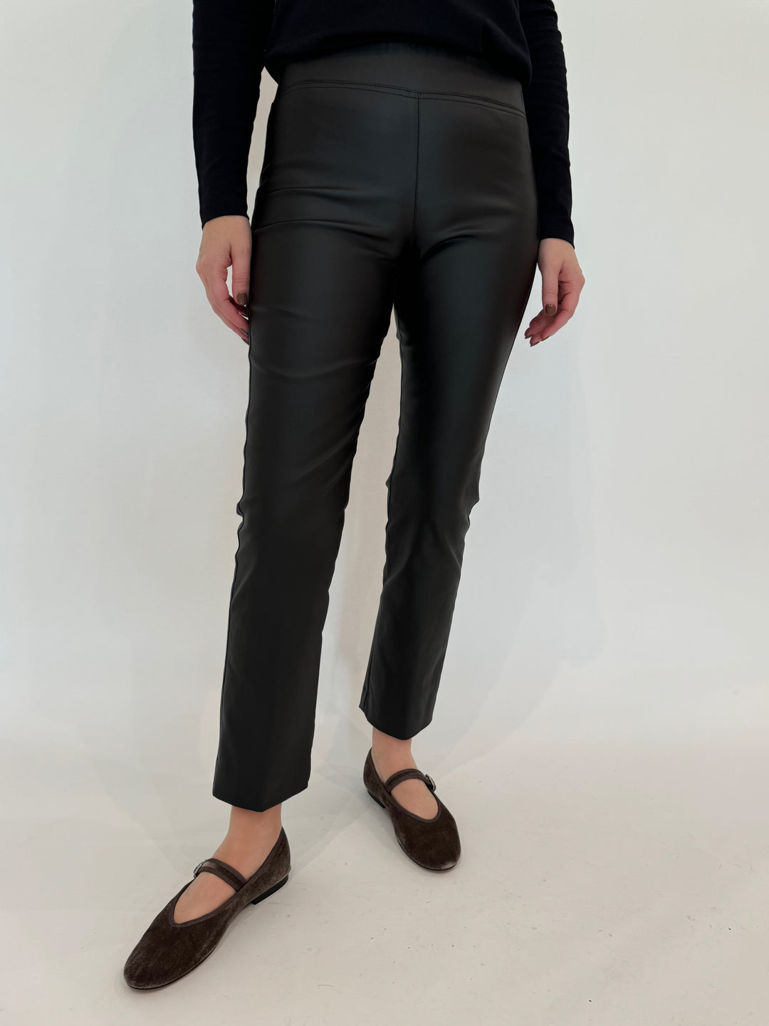 Elliott Lauren Coated Bengaline Pants in Black available at Barbara Katz