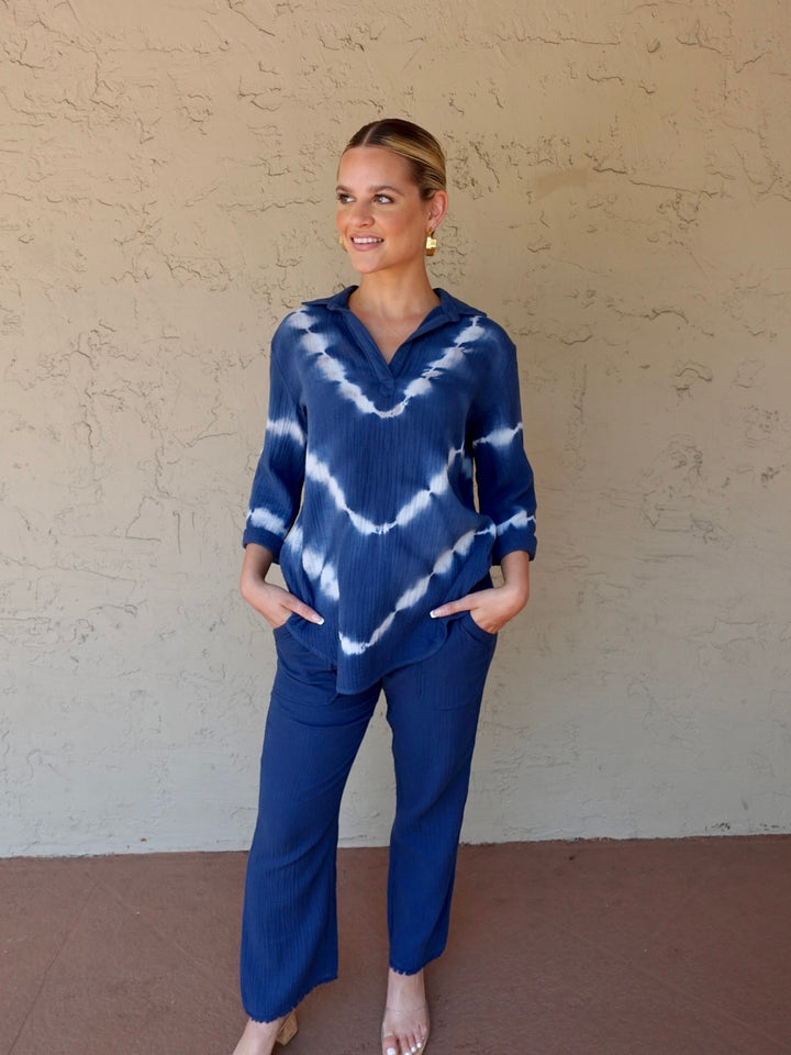 Pure Amici Fringe Pant - Navy