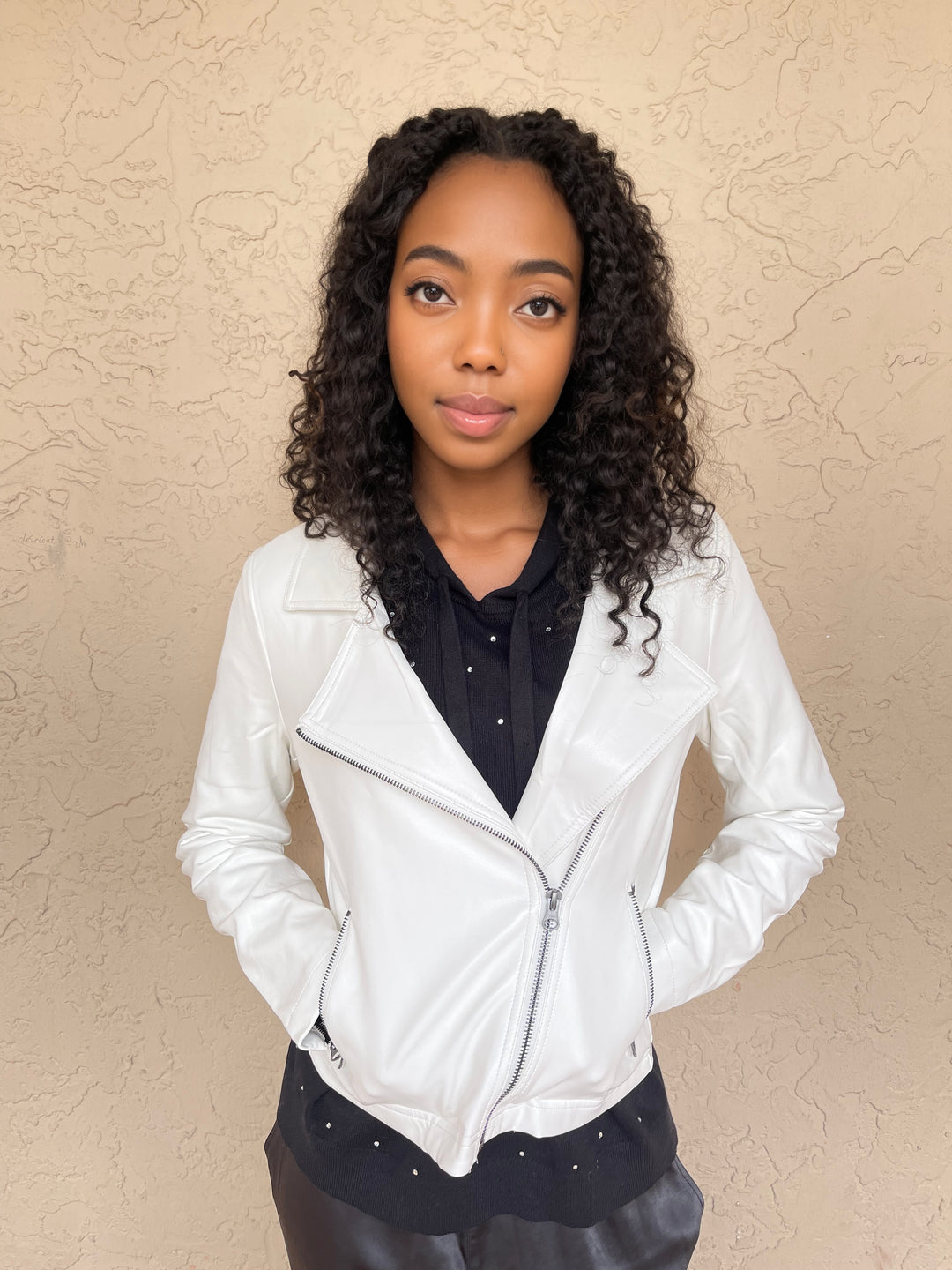J Society Vegan Leather Motto Jacket - White