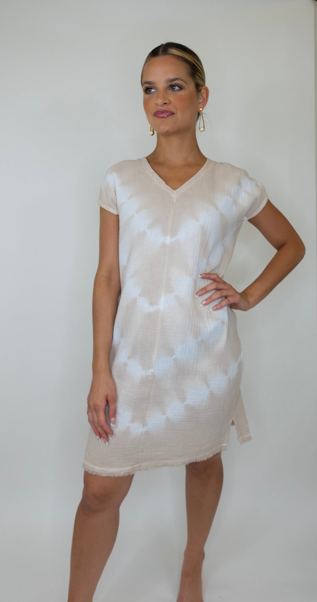 Pure Amici Gauze Tie-Dye Dress in Sand
