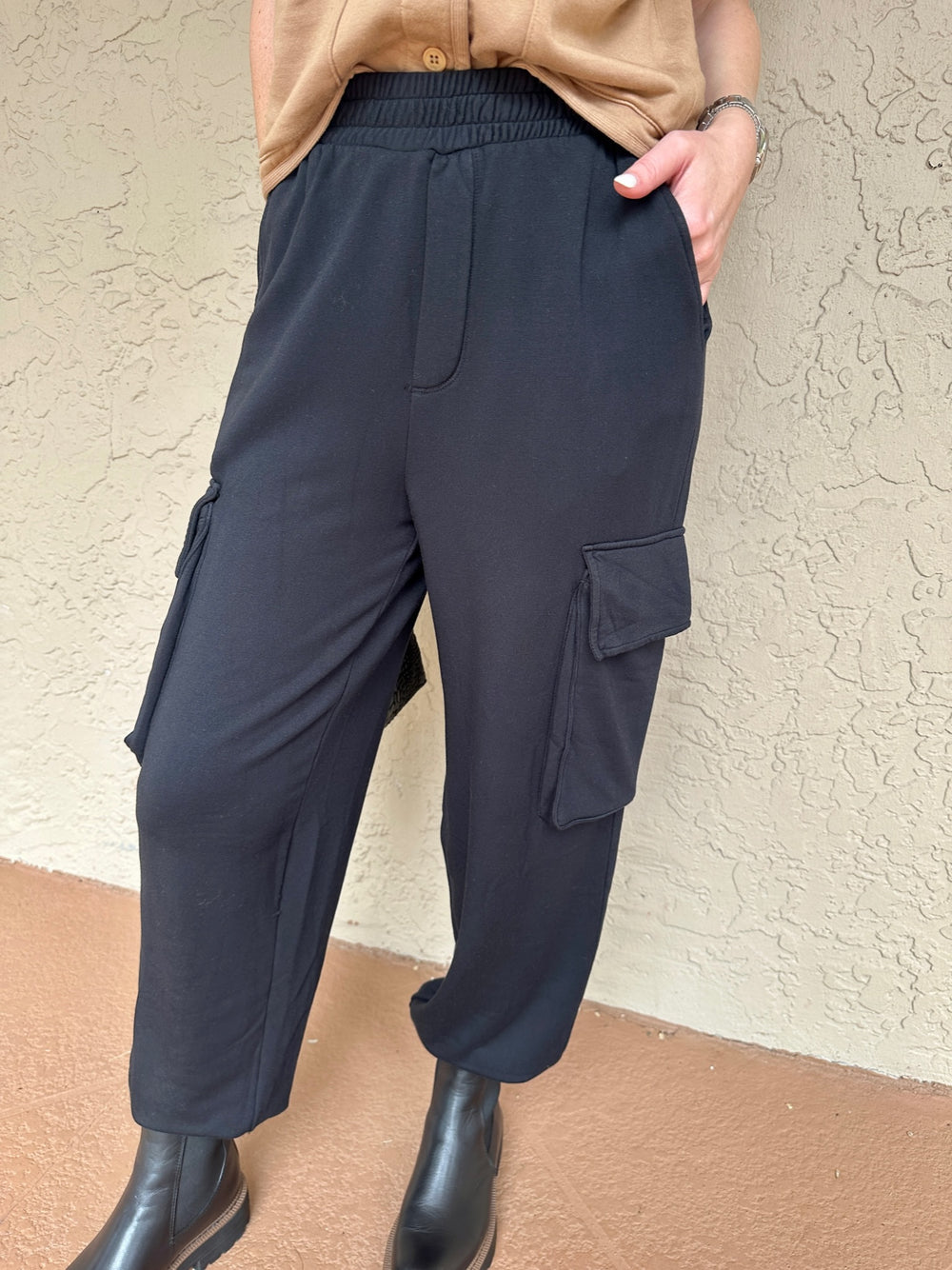 Fleece Cargo Jogger - Black