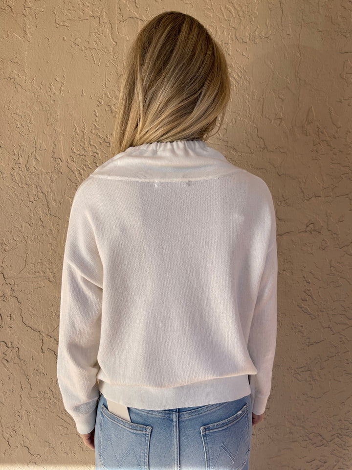 Barbara Katz Sweater Collection Drawstring Cowl Neck Sweater - White
