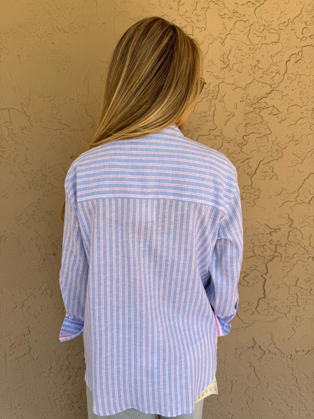 Bariloche Hacinas Two-Tone Stripe Shirt - Blue & Pink