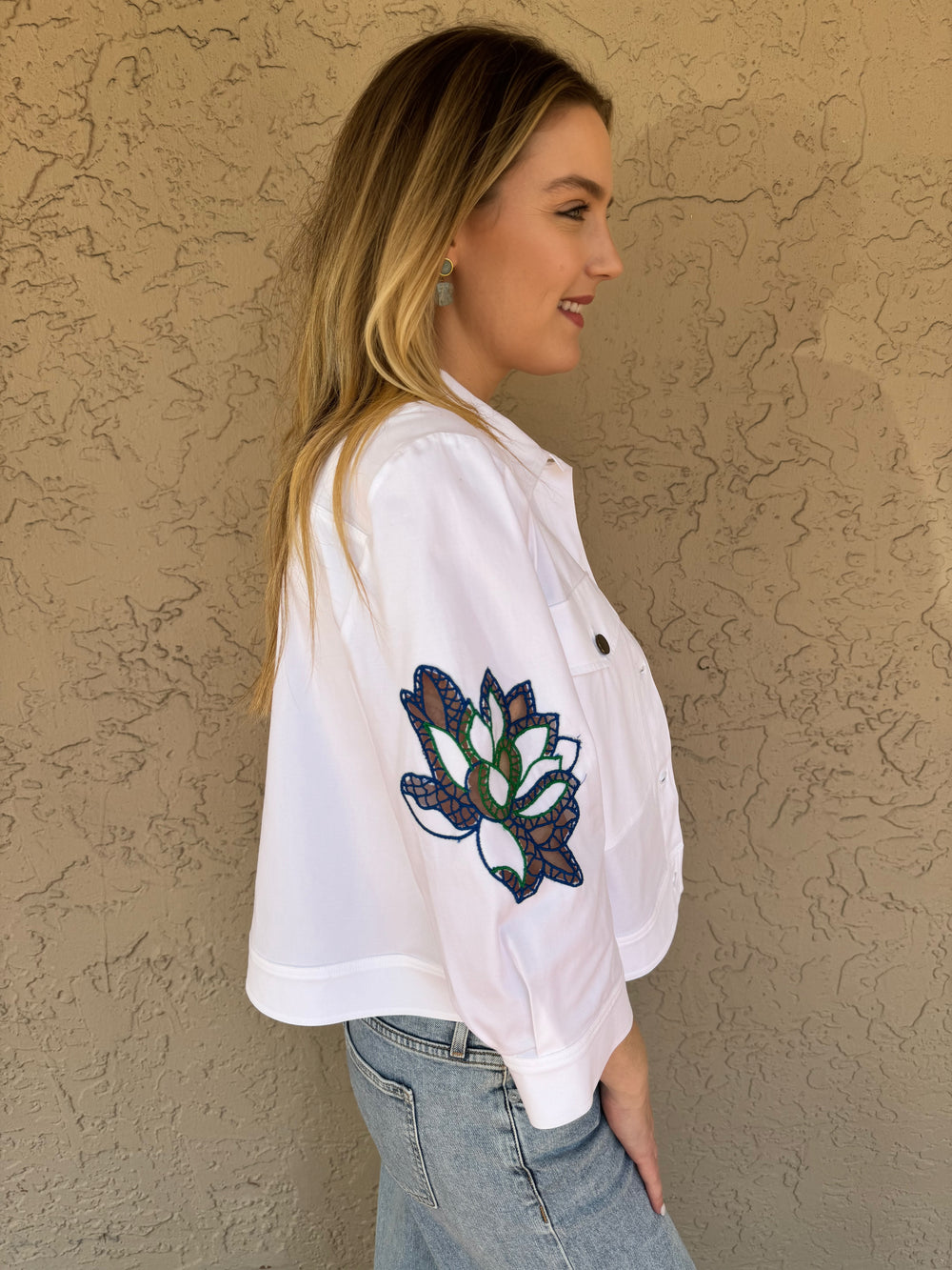 Tricot Chic Crop Embroidered Jacket 