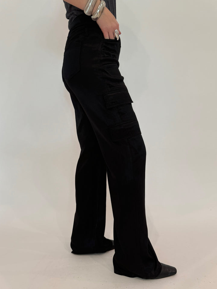 Marrakech Zendaya Silky Cargo Pants in Black available at Barbara Katz