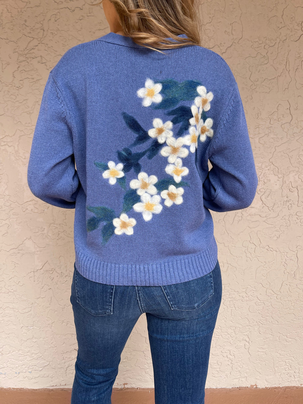 Saccharine Embroidered Cardigan - Worn Denim