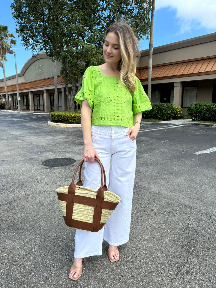 Rails Laine Top With Wide Short Sleeves - Green Island