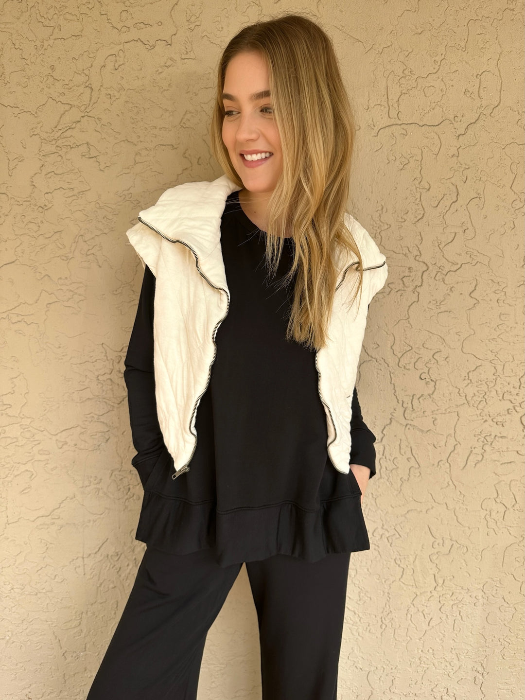 Quilted Cropped Zip Vest