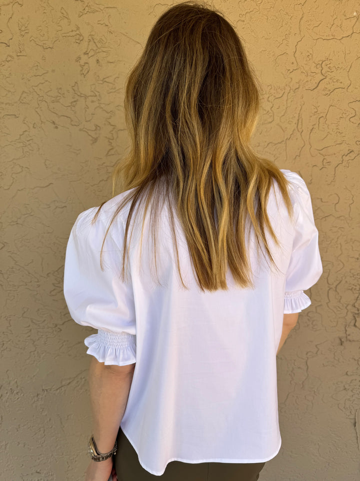 Finley Cici Shirred Shirt - White