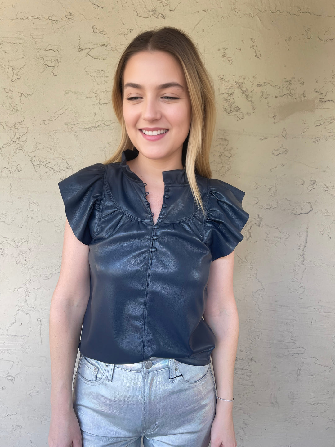 melissa nepton safir faux top in navy