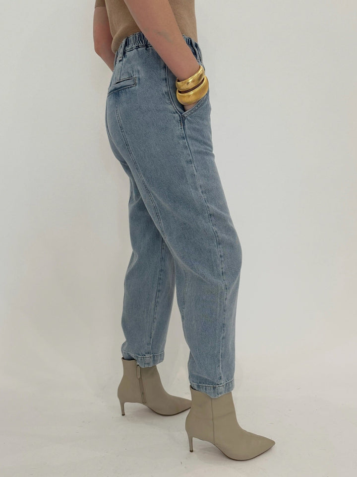 Pistola Court Mid Rise Relaxed Straight Denim Pants in Jardin