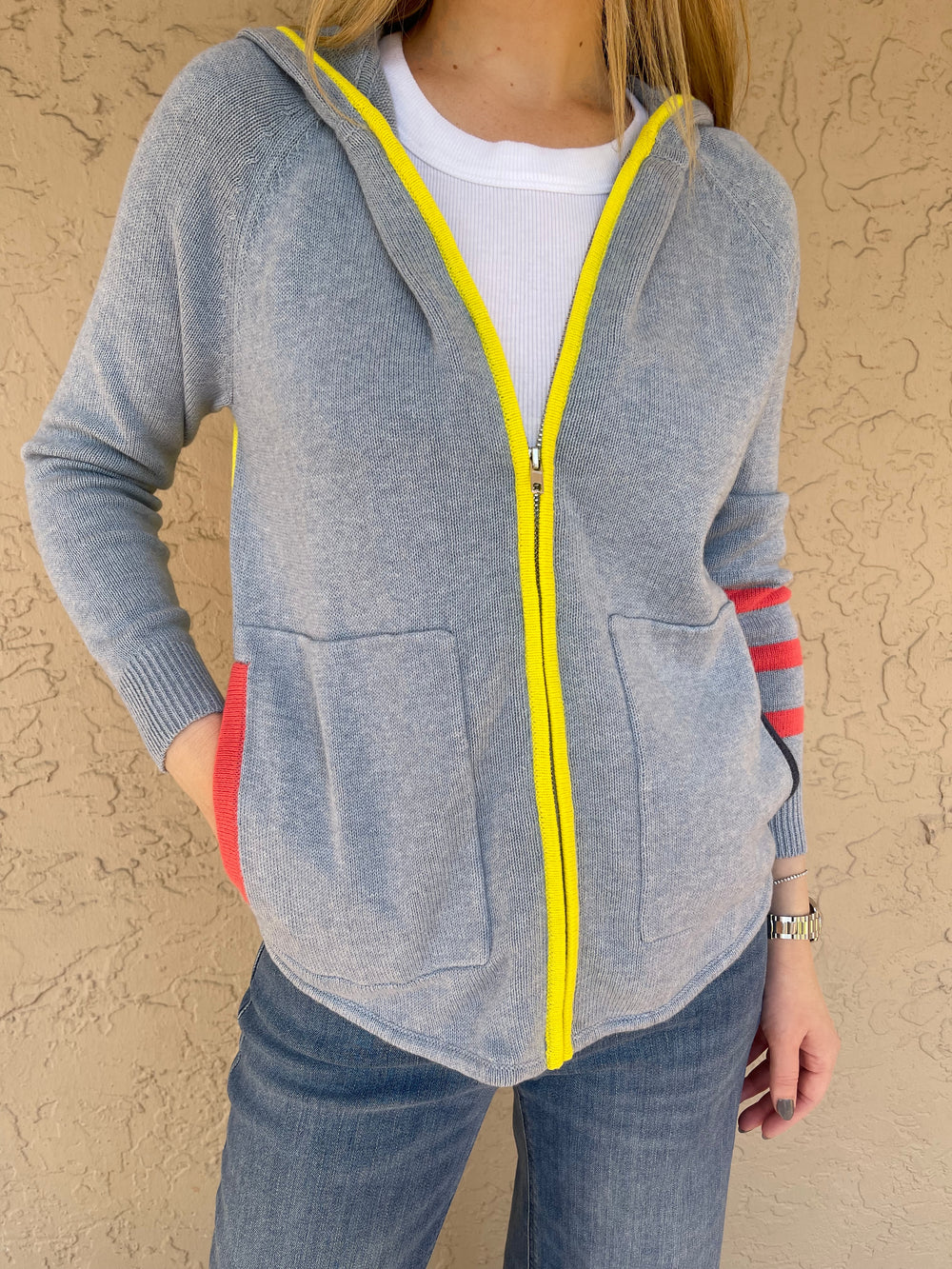 Zaket & Plover Zip Up Hoodie - Light Denim