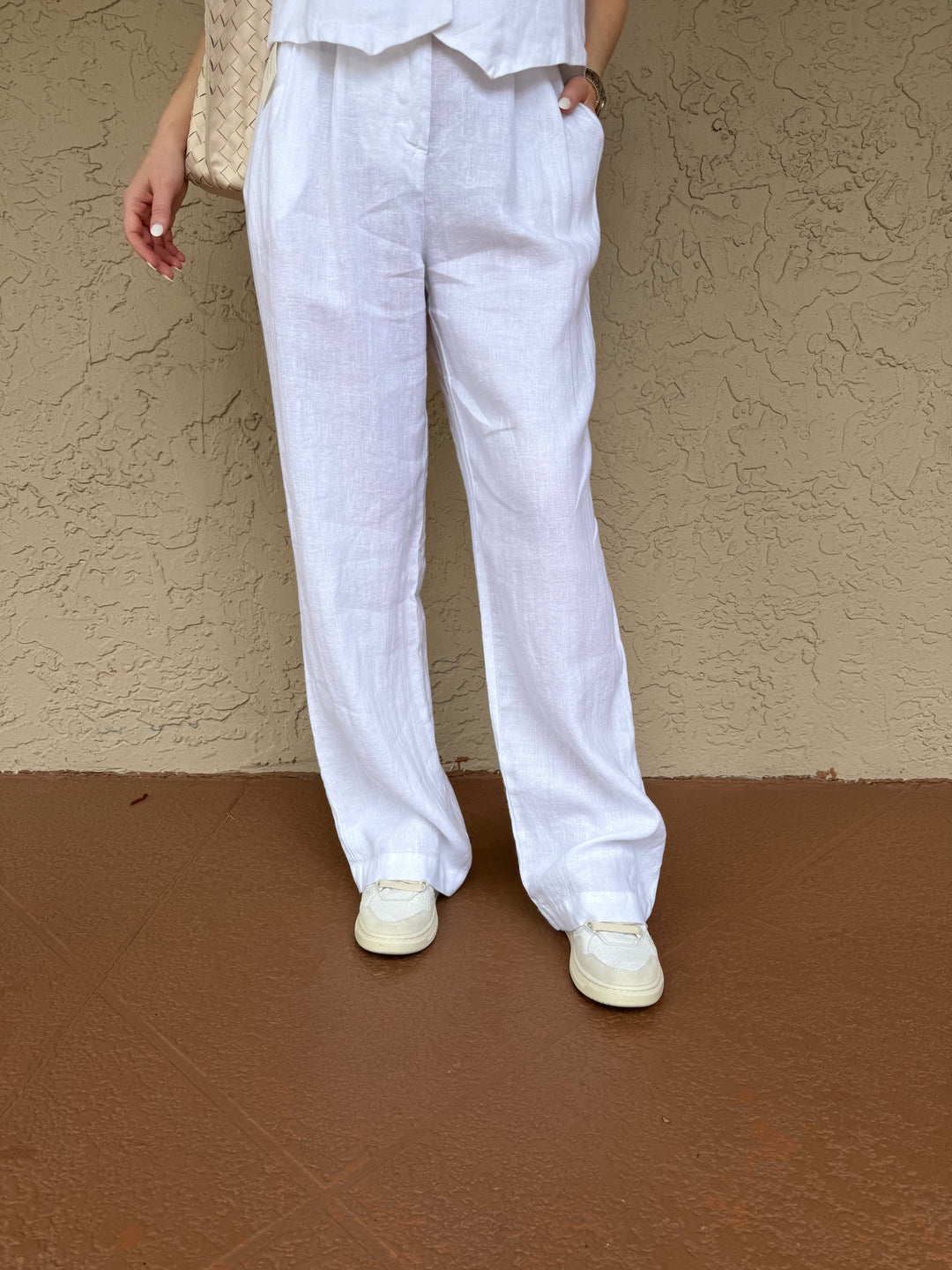 Donni The Linen Pleated Pants - Powder