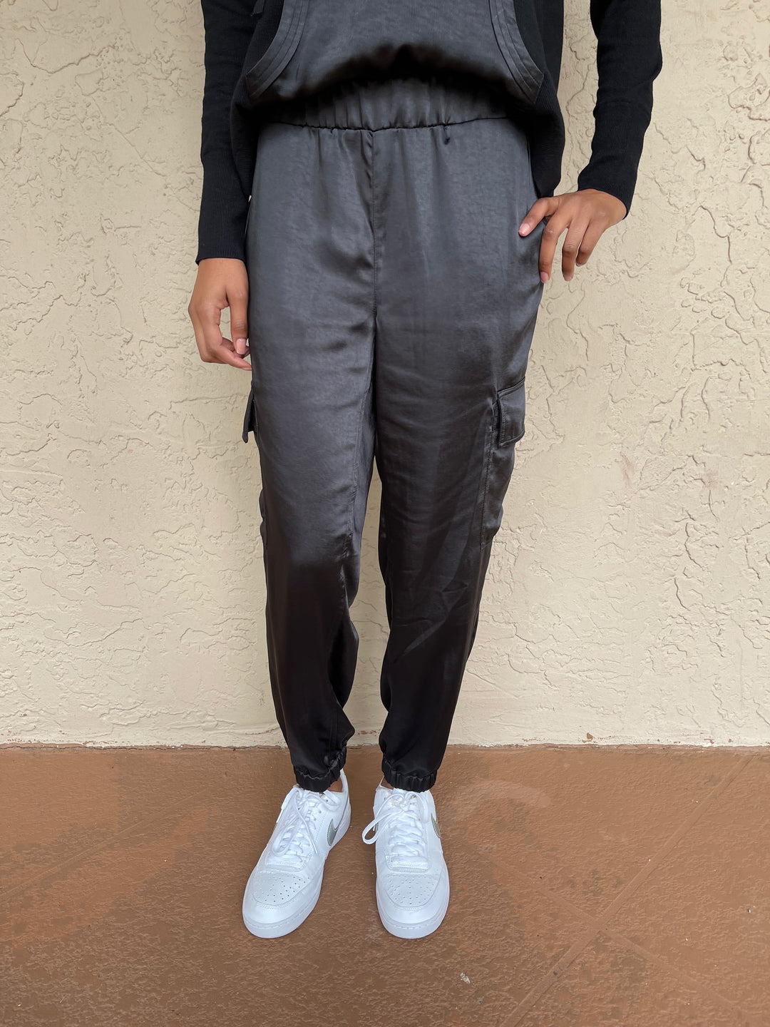 J society Satin Jogger - Black