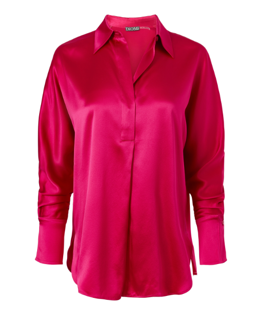 Diomi Half Button Isla Blouse in Hot Pink available at Barbara Katz