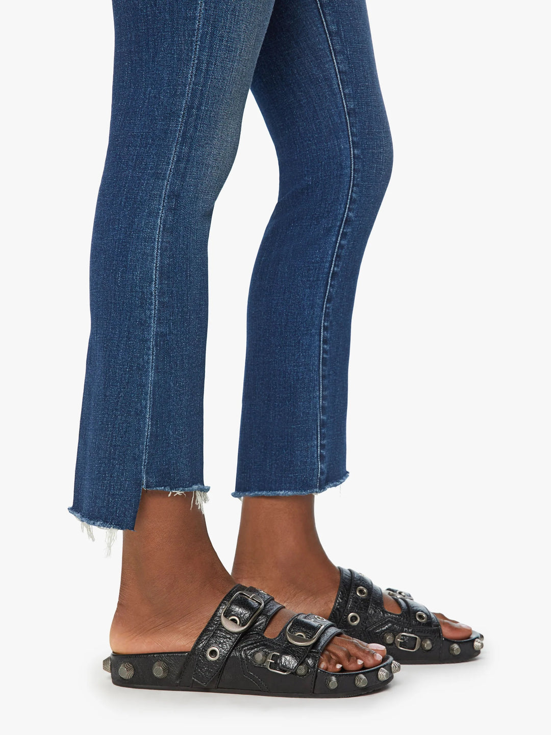 Mother - The Inside Crop Step Fray high-waisted bootcut is cropped at the ankle with a frayed step-hem.