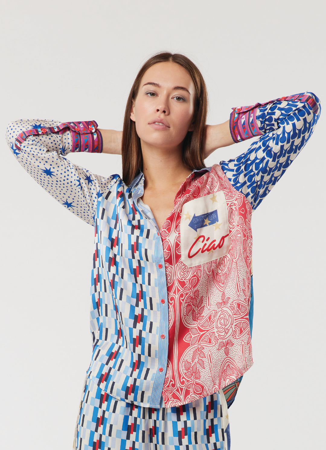ME369 Isabel Mixed Print Shirt
