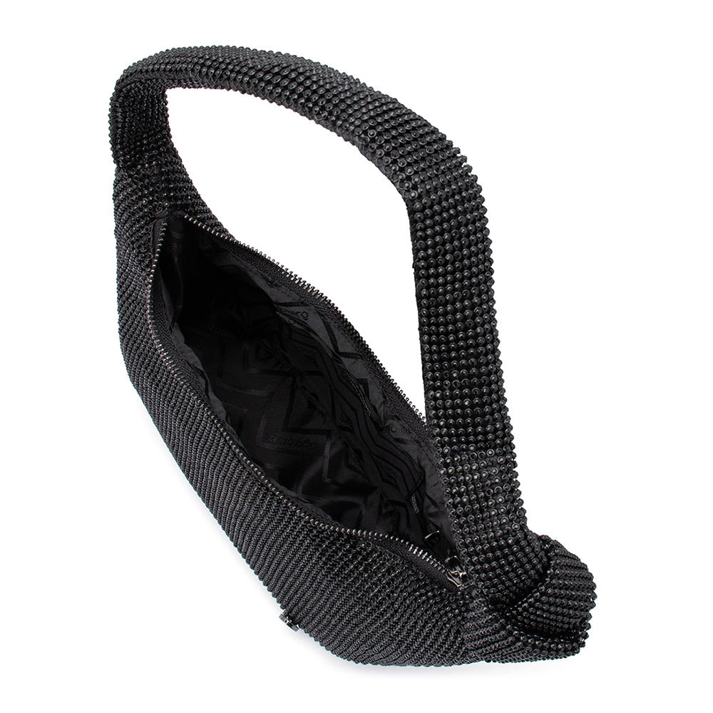 Olga Berg Jessica Crystal Mesh Bag in Black available at Barbara Katz