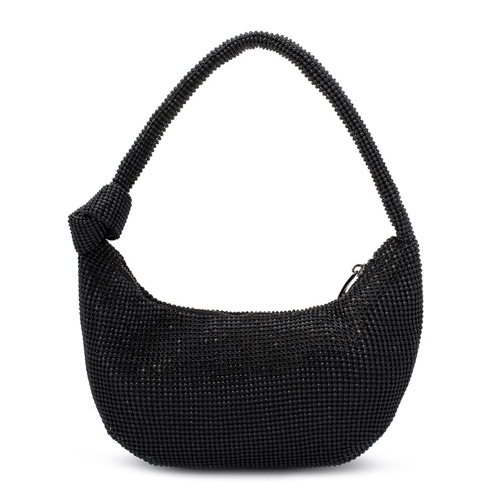Olga Berg Jessica Crystal Mesh Bag in Black available at Barbara Katz