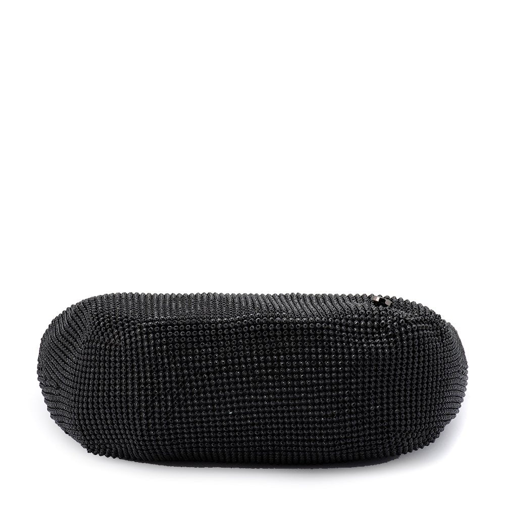 Olga Berg Jessica Crystal Mesh Bag in Black available at Barbara Katz