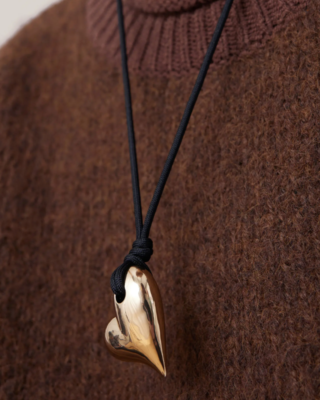 Jenny Bird Art Heart On A String Necklace in Gold available at Barbara Katz