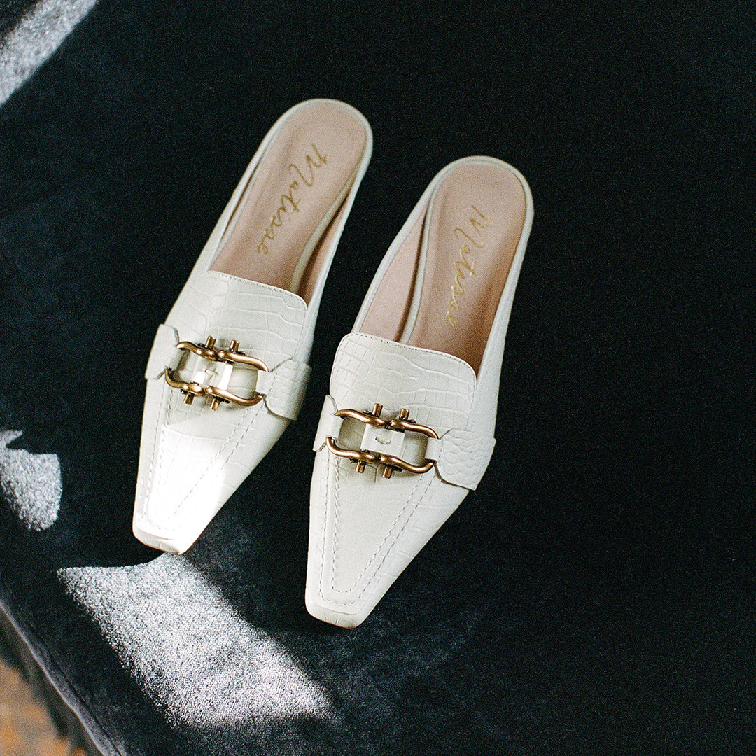 Matisse Lee Kitten Heel Mule in Bone available at Barbara Katz
