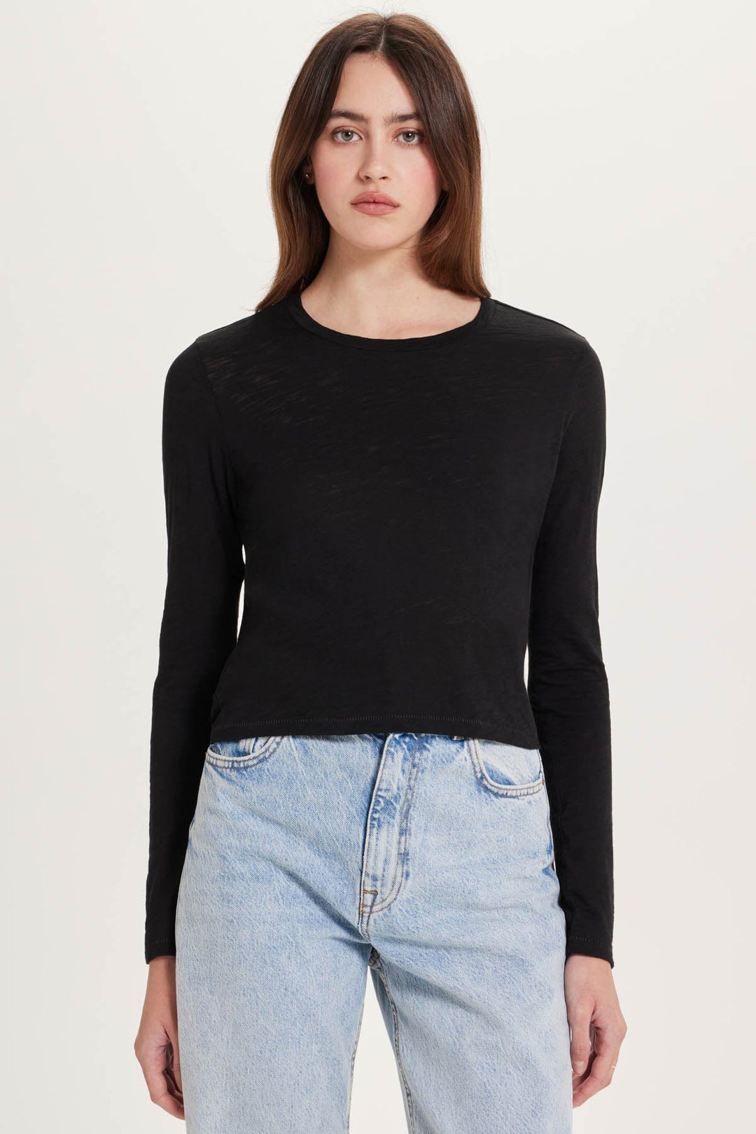Goldie Long Sleeve Cropped Boy Tee available at Barbara Katz
