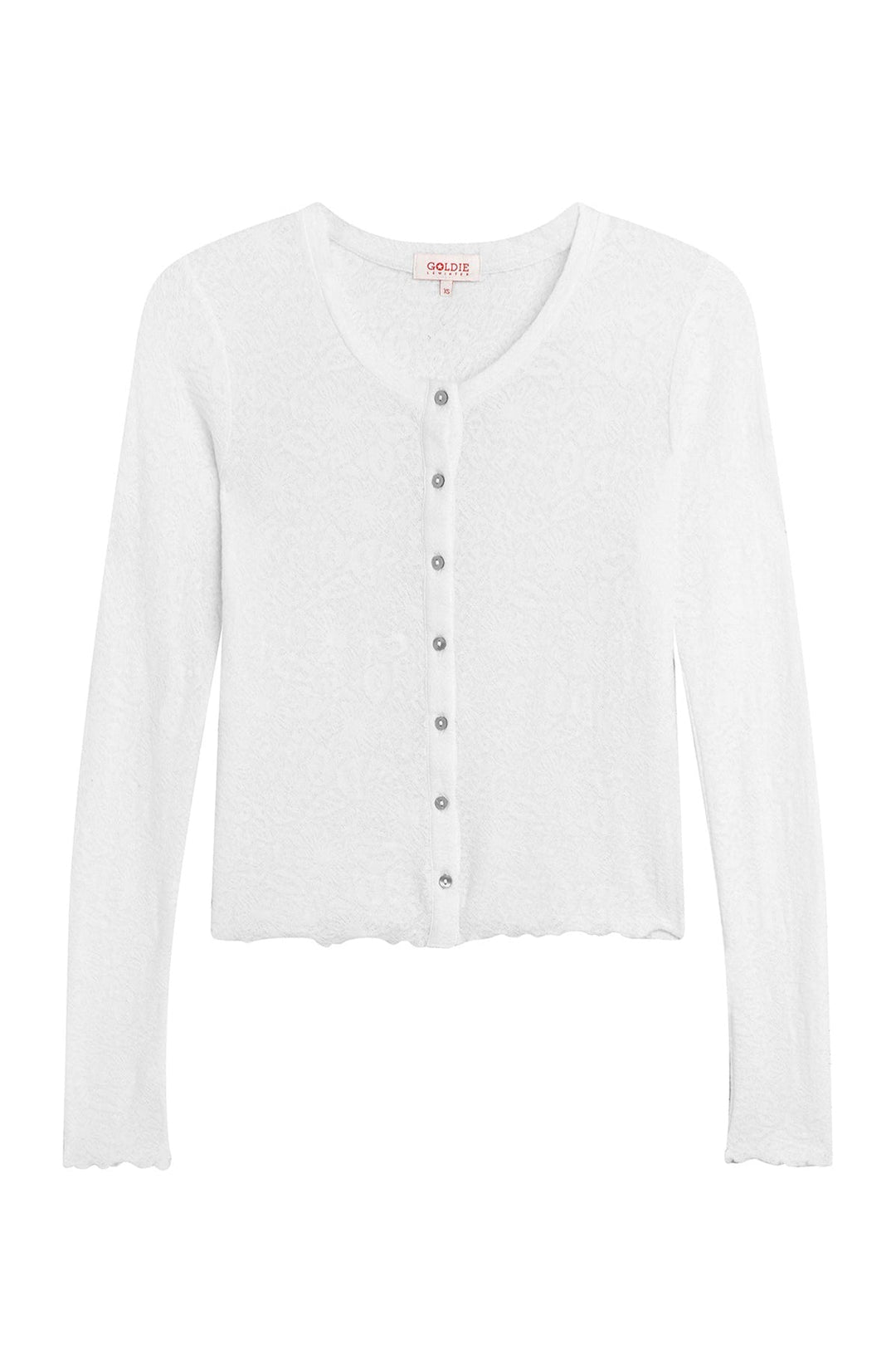 Goldie Love Story Jacquard Cardigan in White available at Barbara Katz