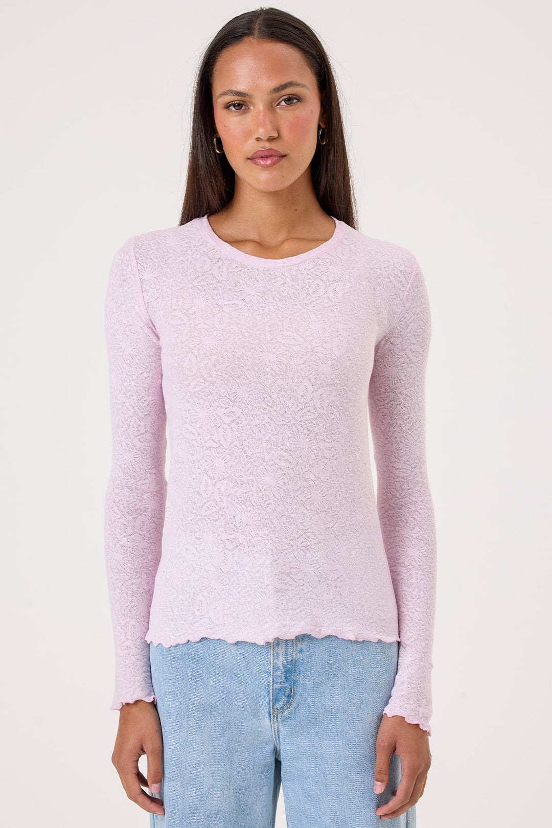 Goldie Love Story Jacquard Long Sleeve Tee in Cherry Blossom available at Barbara Katz