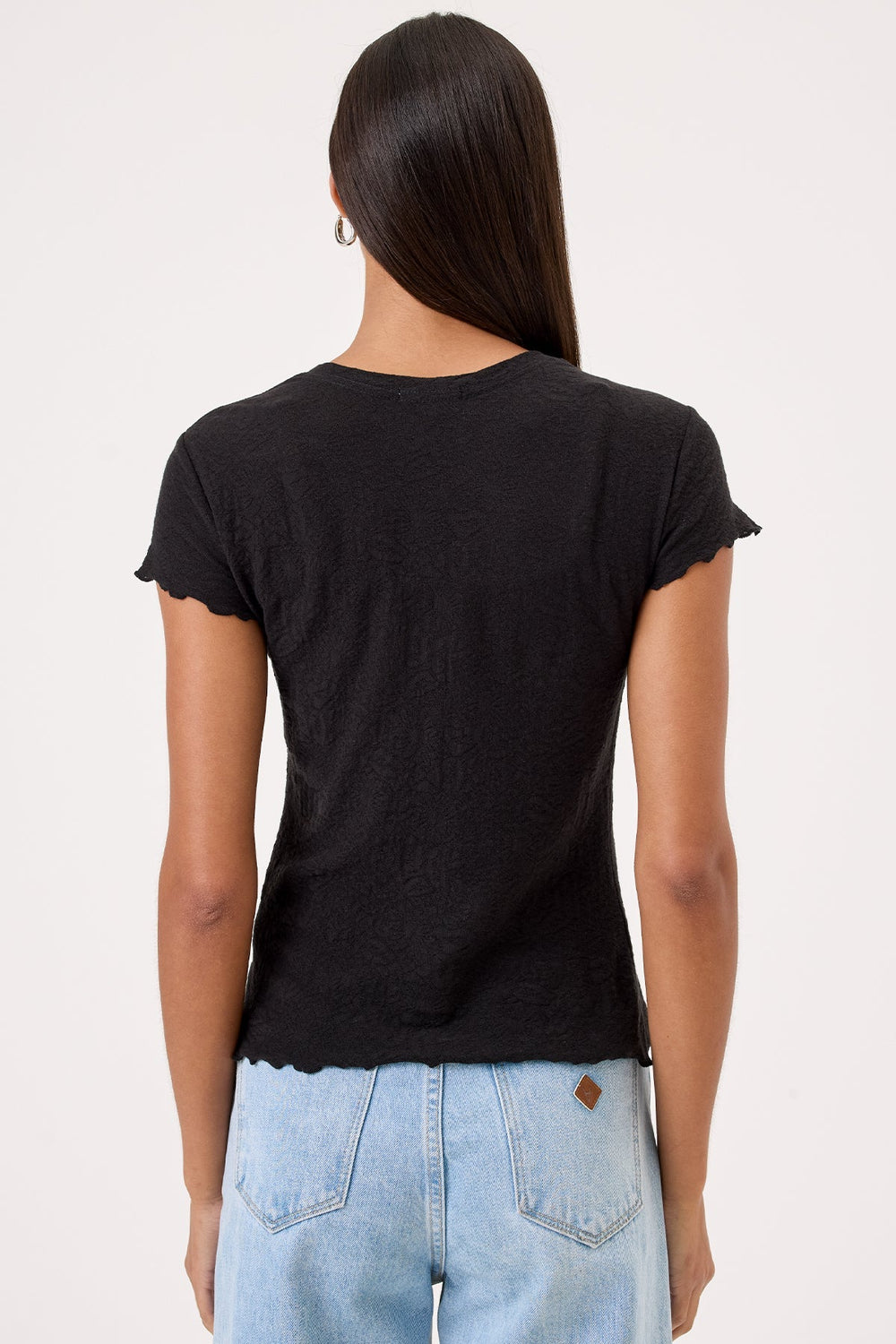 Goldie Love Story Jacquard Short Sleeve Tee in Black available at Barbara Katz