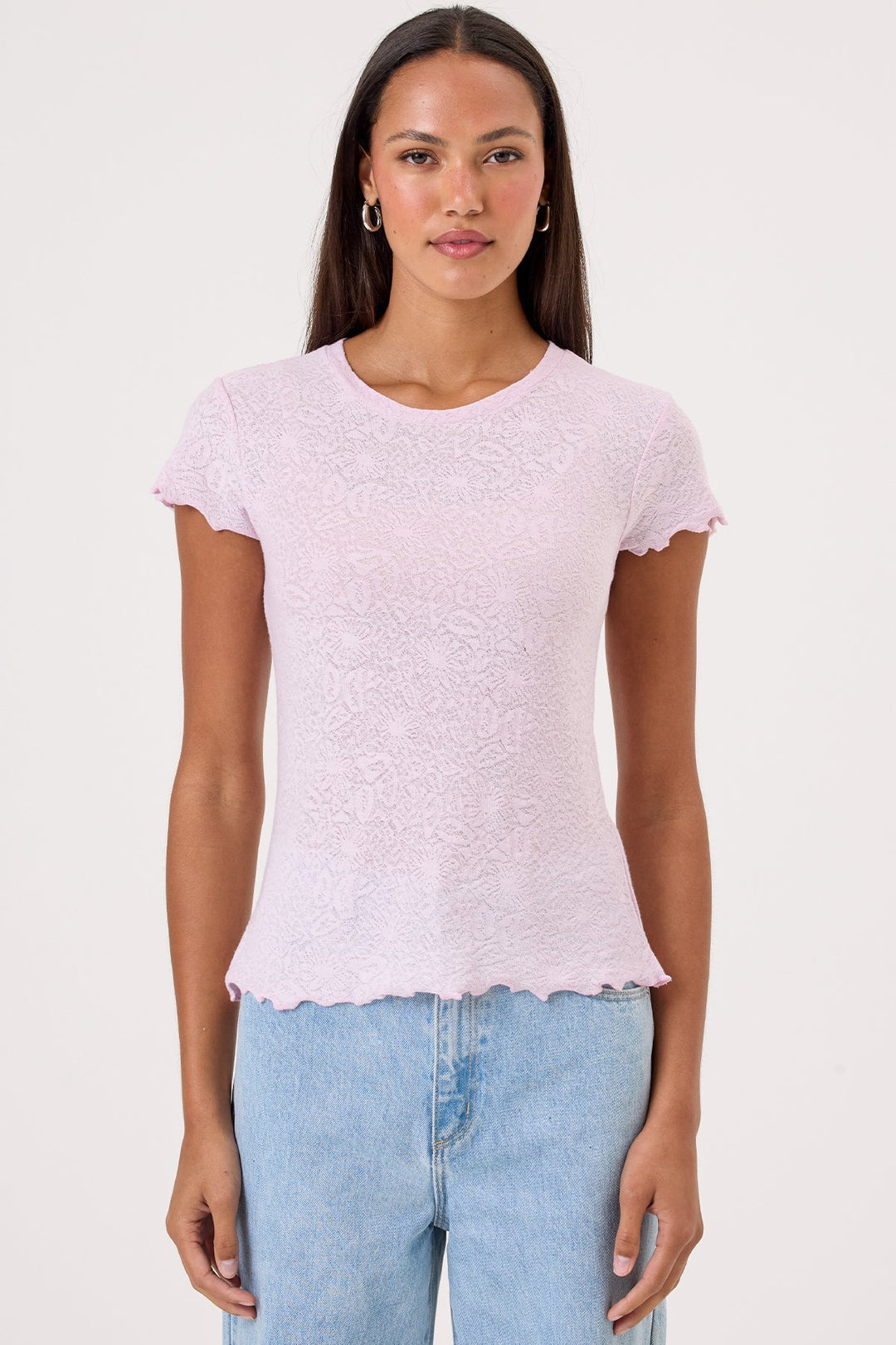 Goldie Love Story Jacquard Short Sleeve Tee in Cherry Blossom available at Barbara Katz