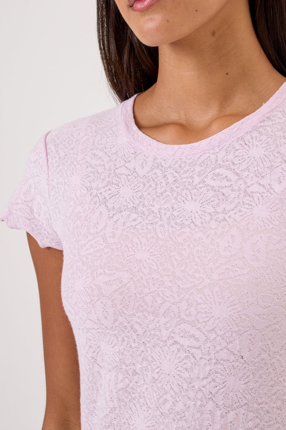 Goldie Love Story Jacquard Short Sleeve Tee in Cherry Blossom available at Barbara Katz