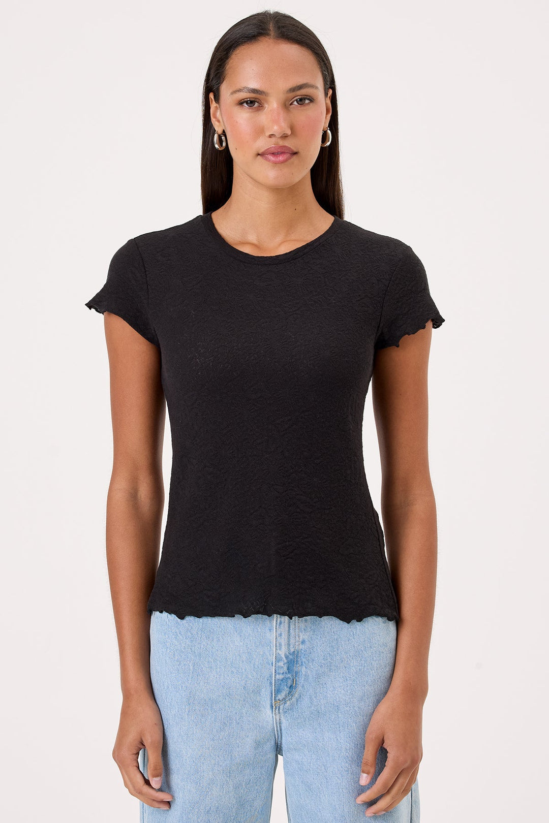 Goldie Love Story Jacquard Short Sleeve Tee in Black available at Barbara Katz