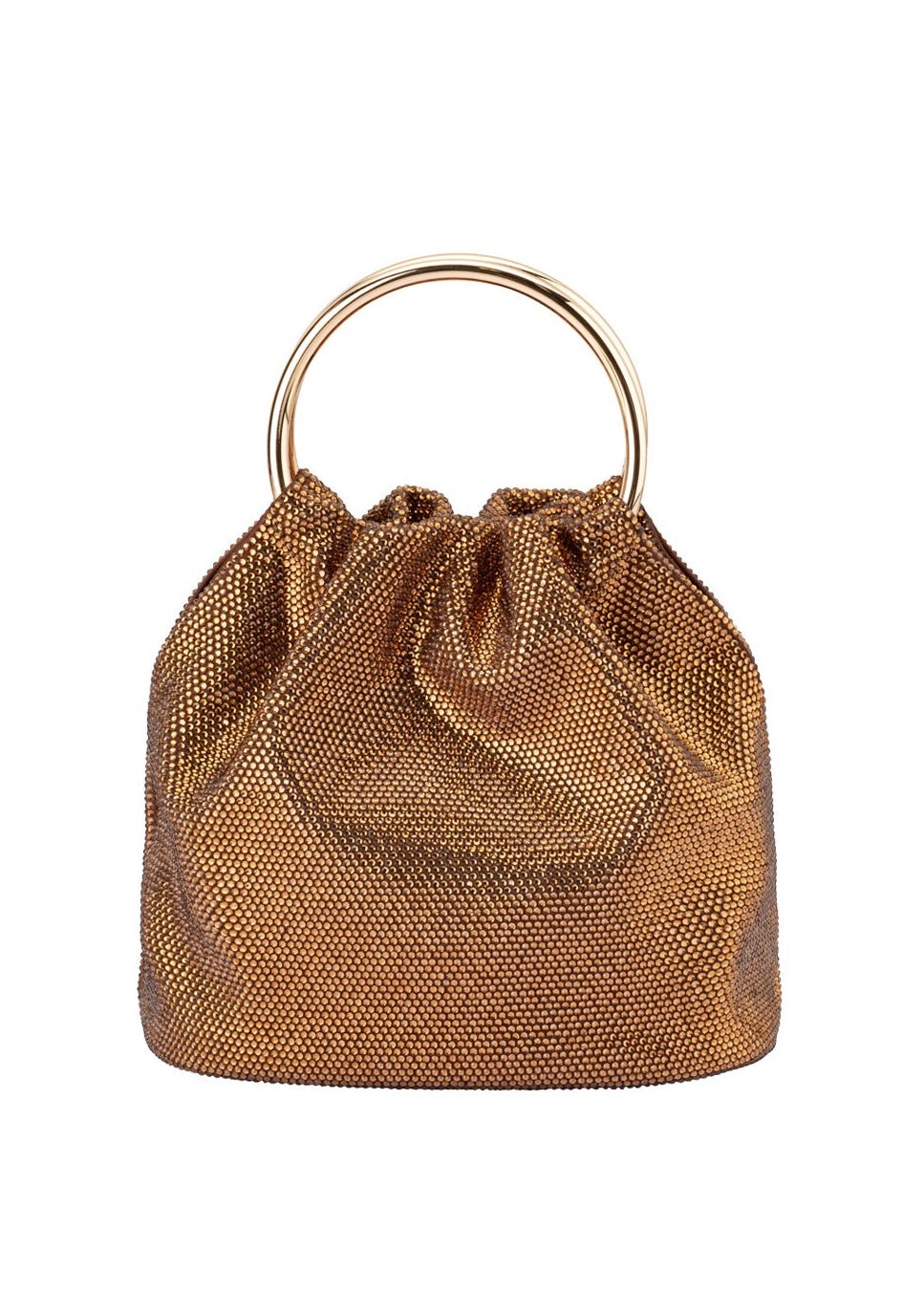 Olga Berg Mabel Crystal Top Handle Bag in Copper available at Barbara Katz