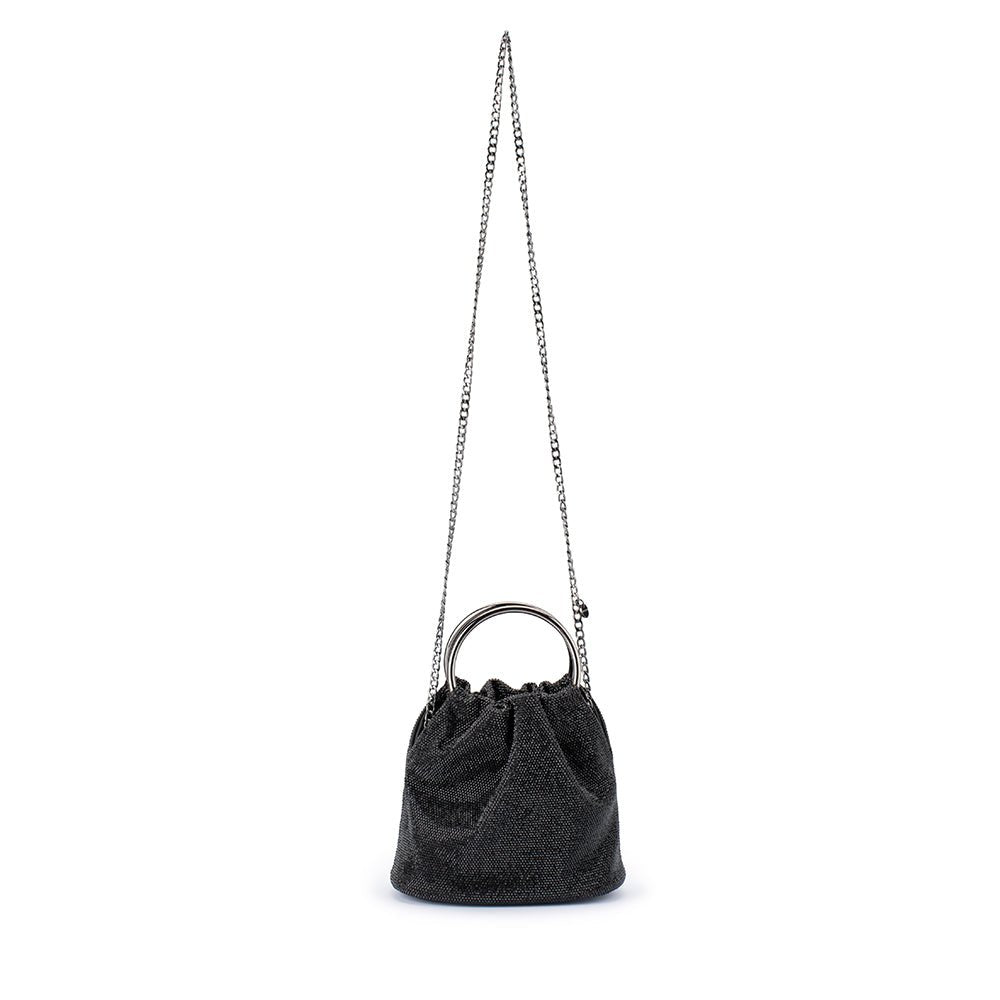 Olga Berg Mabel Crystal Top Handle Bag in Black available at Barbara Katz