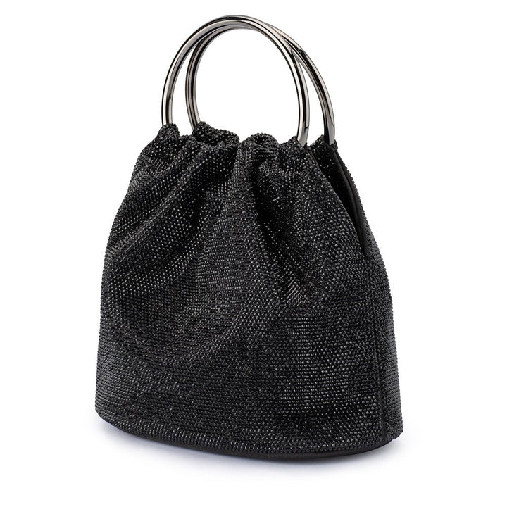 Olga Berg Mabel Crystal Top Handle Bag in Black available at Barbara Katz