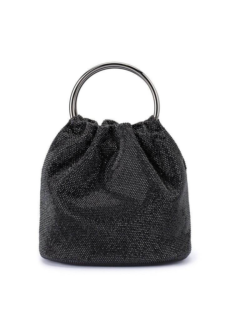 Olga Berg Mabel Crystal Top Handle Bag in Black available at Barbara Katz
