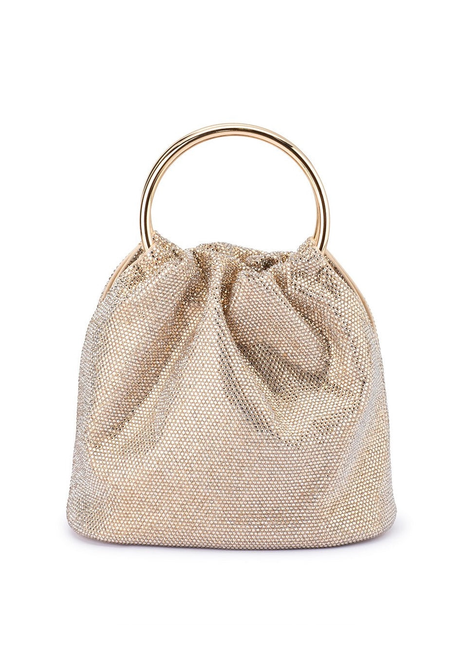 Olga Berg Mabel Crystal Top Handle Bag in Champagne available at Barbara Katz