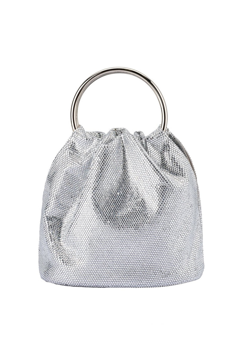 Olga Berg Mabel Crystal Top Handle Bag in Silver available at Barbara Katz