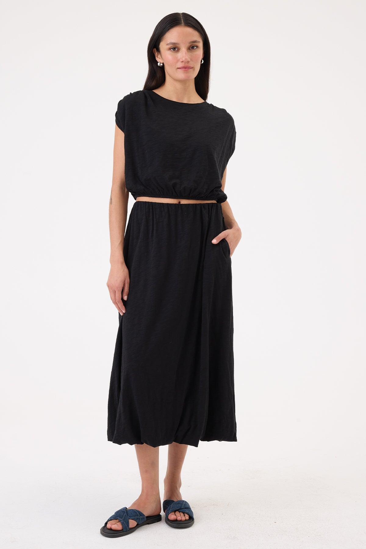 Goldie Marina Midi Bubble Skirt - Black