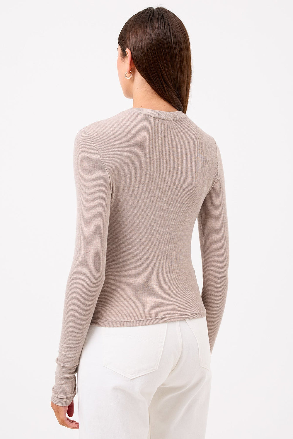 Goldie Marina Ribbed Crop Cardigan in Oatmeal available at Barbara Katz