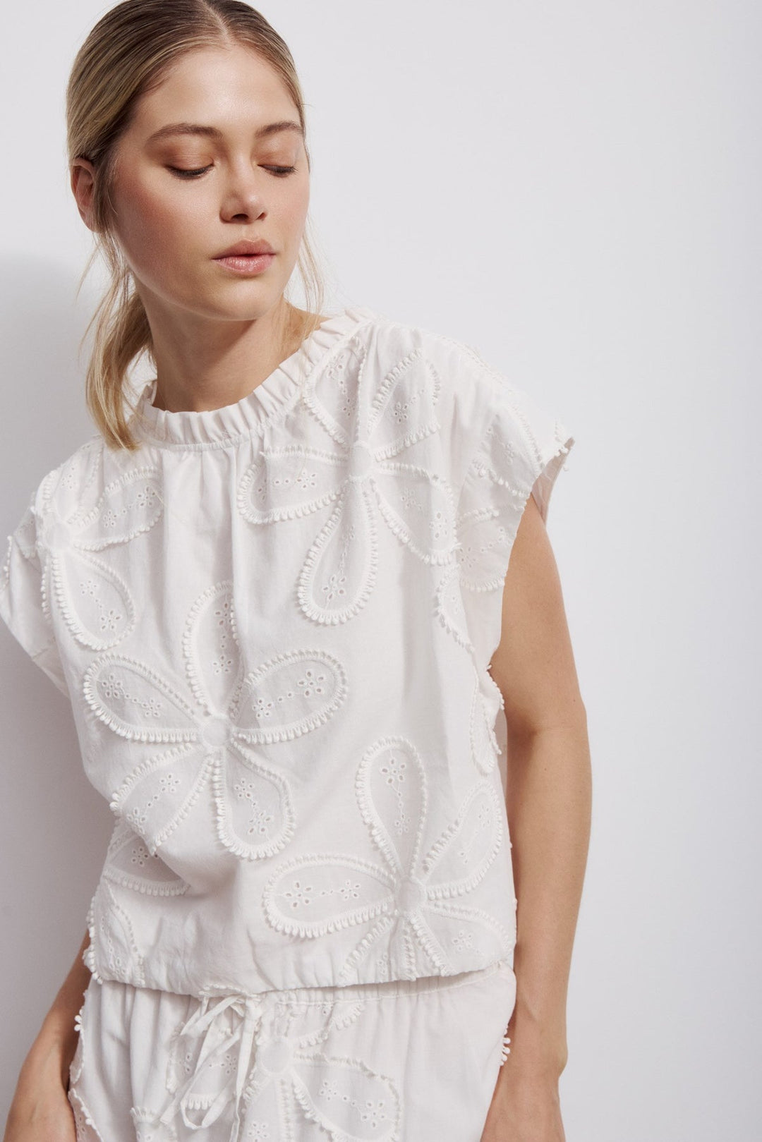 Melissa Nepton Licia Embroidered Blouse in Off White available at Barbara Katz