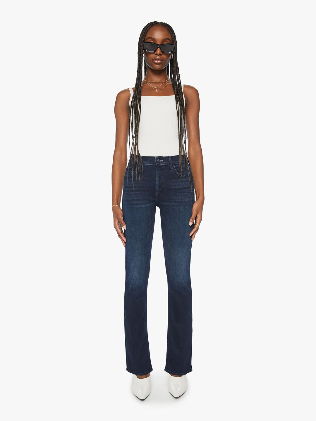 Mother - Mid-rise straight-leg jeans with an ankle-length inseam and a clean hem. 