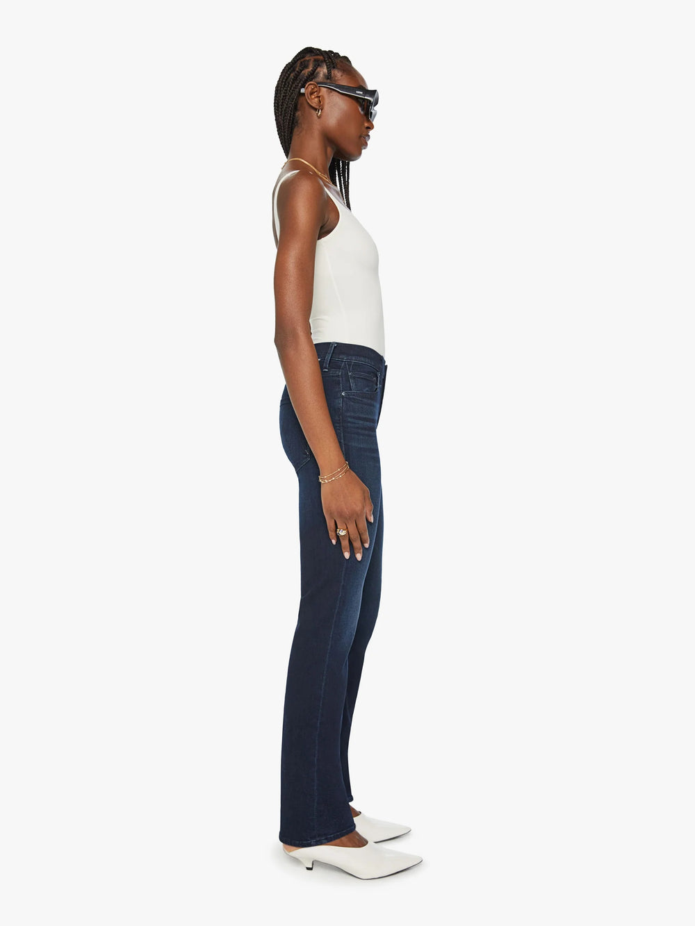 Mother - Mid-rise straight-leg jeans with an ankle-length inseam and a clean hem.