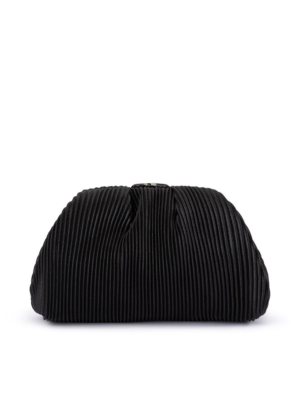 Olga Berg Naomi Pleated Clutch Bag in Black available at Barbara Katz