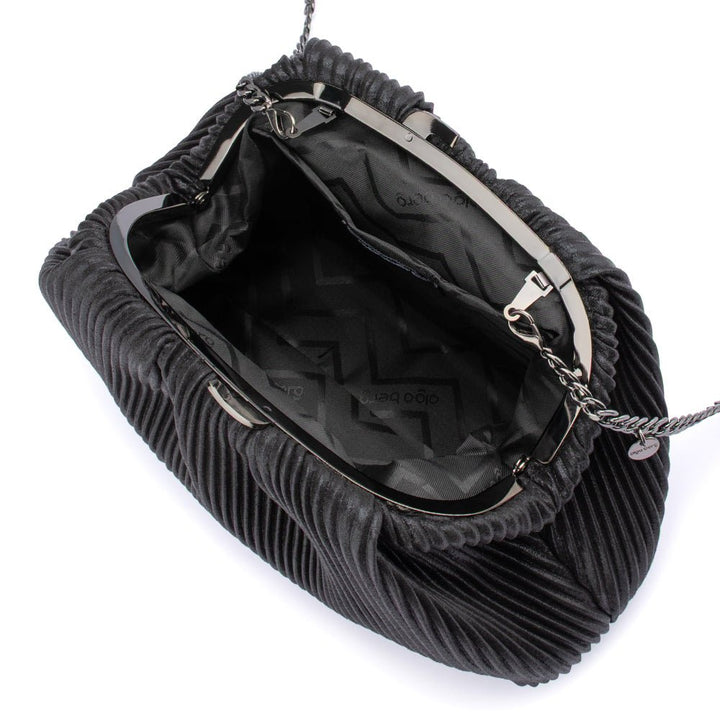 Olga Berg Naomi Pleated Clutch Bag in Black available at Barbara Katz