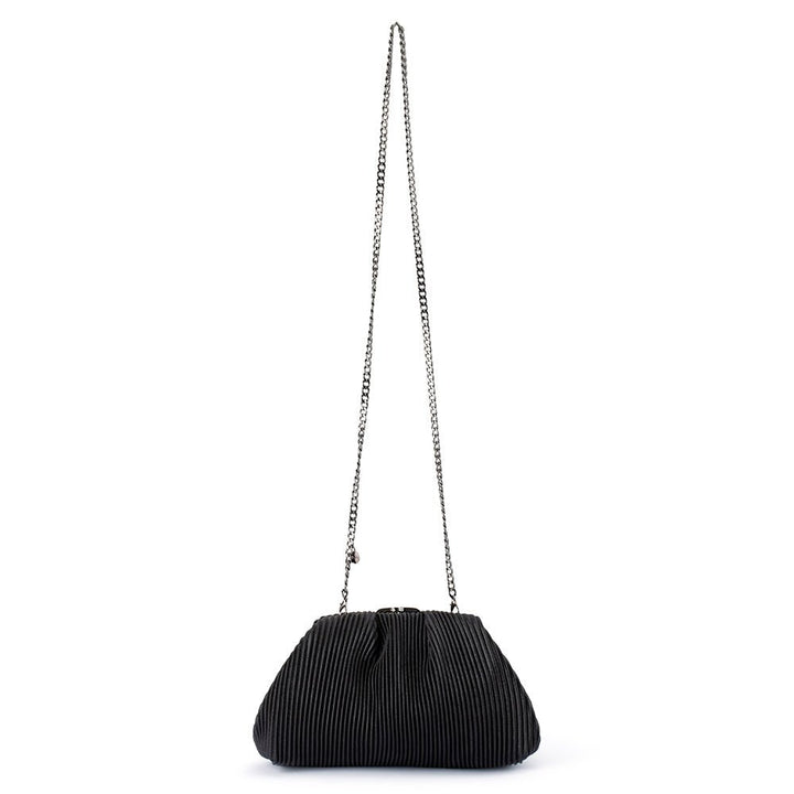 Olga Berg Naomi Pleated Clutch Bag in Black available at Barbara Katz