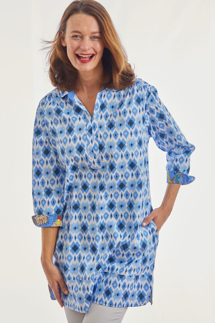Dizzy-Lizzie Vail Tunic - Blue Ikat available at Barbara Katz