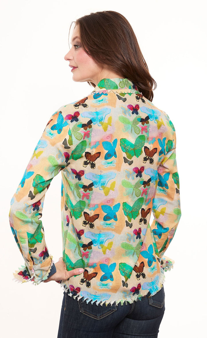 Dizzy-Lizzie Cape Cod Shirt - Neutral Ground Butterflies available at Barbara Katz